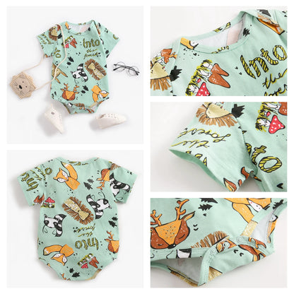 Sanlutoz Short Sleeve Baby Boys Girls Summer Bodysuits Cotton Infants Clothing Onesies Cute Cartoon Printing
