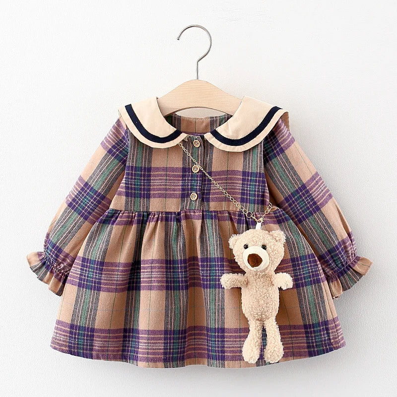 2025 Fall Newborn Baby Girl Dress Clothes Toddler Girls Princess Plaid Birthday Dresses For Infant Baby Clothing 0-2y Vestidos