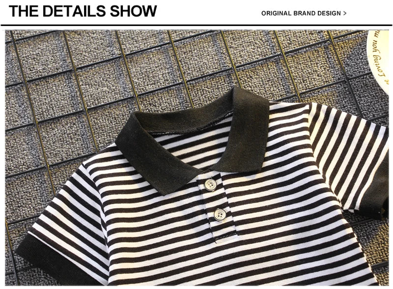 Summer Short Sleeve Clothes Baby Clothing Sets Kids Striped Polo-shirt + Shorts Outfits Toddler Infant Boys Casual Wear