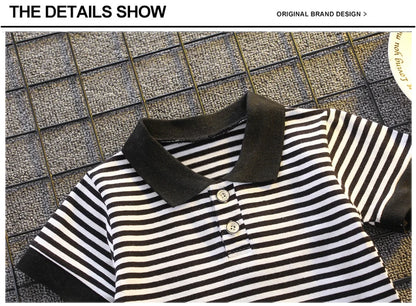 Summer Short Sleeve Clothes Baby Clothing Sets Kids Striped Polo-shirt + Shorts Outfits Toddler Infant Boys Casual Wear