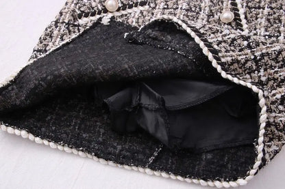 Tweed Skirts for Women Solid High Waist Slimming Skirts Autumn Spring 2026 Buttons Double Breasted Tweed Wool Mini Skirt