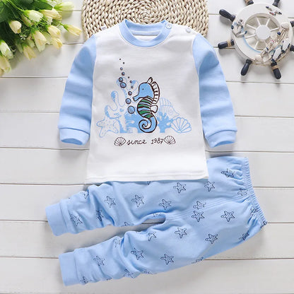 Spring Autumn New Baby Clothing Set Cartoon Cotton Baby Boys Clothing Girls Suit Set 0-3 Year Baby Clothes