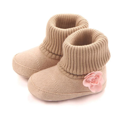 Cute Autumn Winter Children Baby born Warm Flower Boots Baby First Walk Shoes