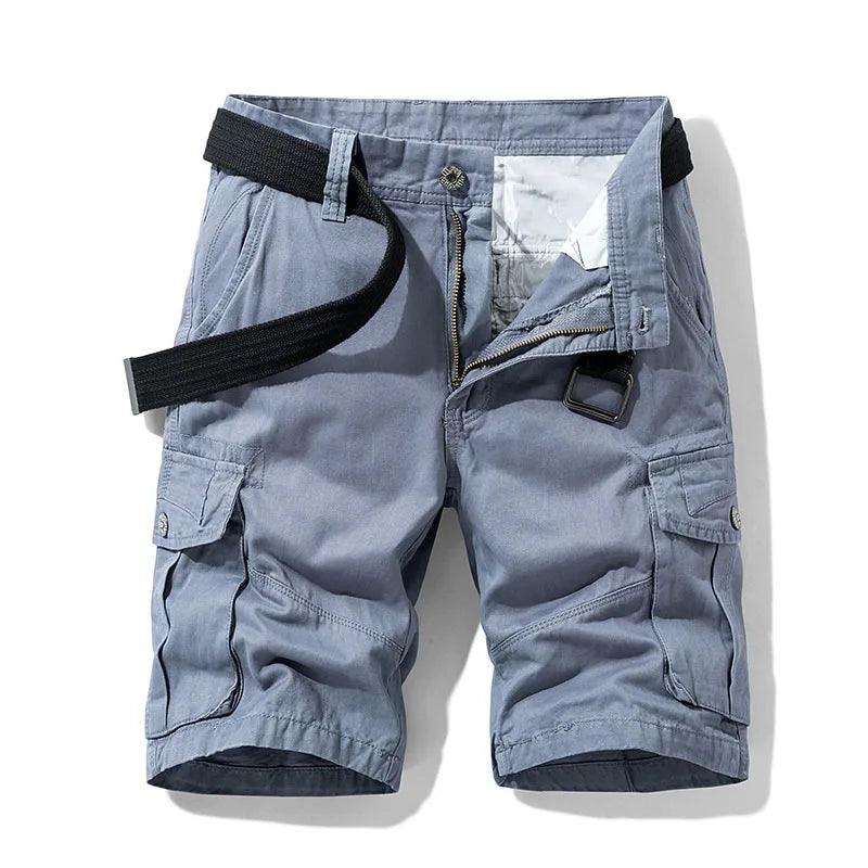 2026 Summer Men's Baggy Multi Pocket Military Cargo Shorts Male Cotton Khaki Men's Tactical Shorts Short Pants 30-38 No Belt