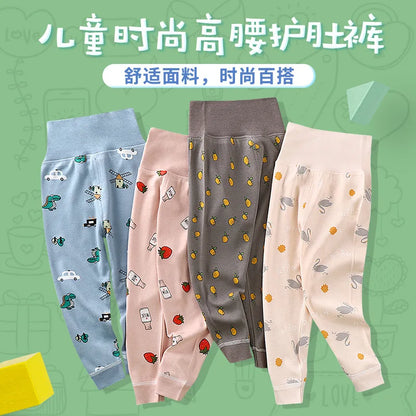 Baby Girls Boys Pants Toddler Bottoming Leggings Children Cotton Cartoon Trousers High Waist 2024 Autumn Newborn Kids Clothing