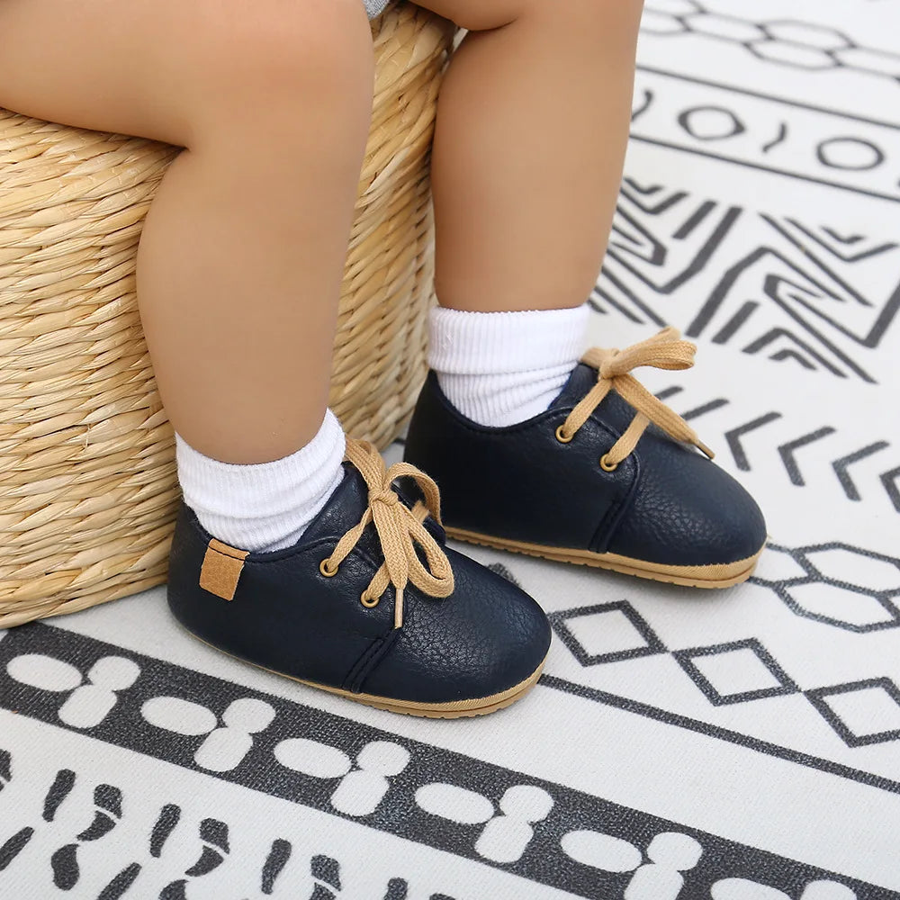 Meckior Baby Shoes Retro Leather Boy Girl Shoes Multicolor Toddler Rubber Sole Anti-slip First Walkers Infant Newborn shoes
