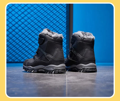 High Quality Boys girl Winter Snow Boots Platform Warm Cotton Shoes Leather Autumn Waterproof Kids Footwear Child Sneaker 5 12+y