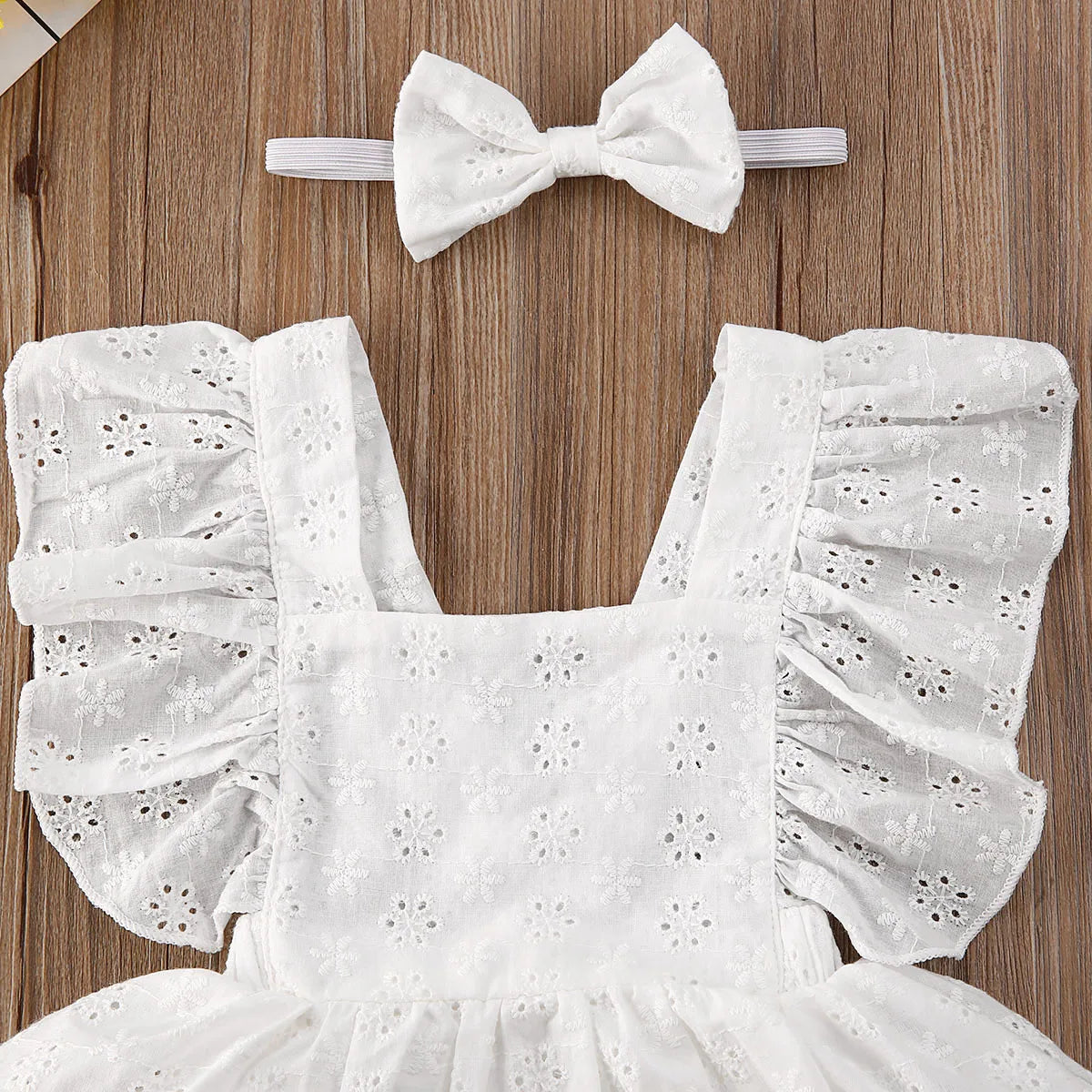 Newborn Infant Baby Girls Princess Short Sleeve Romper Dress Clothes Outfit 2025 Summer white girls mini dress