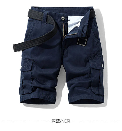 2026 Summer Men's Baggy Multi Pocket Military Cargo Shorts Male Cotton Khaki Men's Tactical Shorts Short Pants 30-38 No Belt