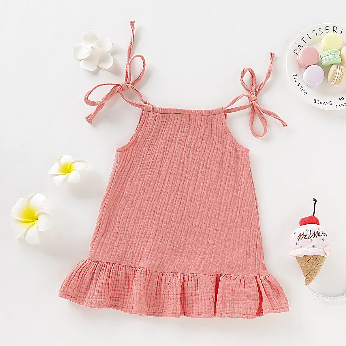 Summer Toddler Baby Girl Sleeveless Ruffles Dress Sarafan Kids Cotton Linen Muslin Slip Dresses Clothing