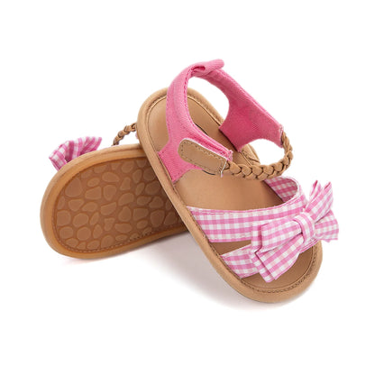 KIDSUN Summer Baby Beach Sandals Bow-knot Rubber Sole Anti-Slip Newborn Princess Toddler Crib First Walkers Baby Girls Shoes