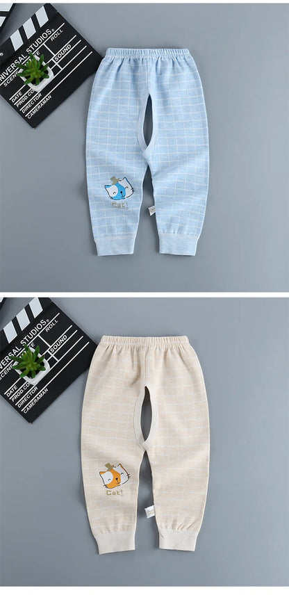 Newborn Baby Pants with Open Crotch Cotton Spring Autumn Trouser Boys Children Leggings Cute Girls Pajamas Toddler Clothes 0-24M