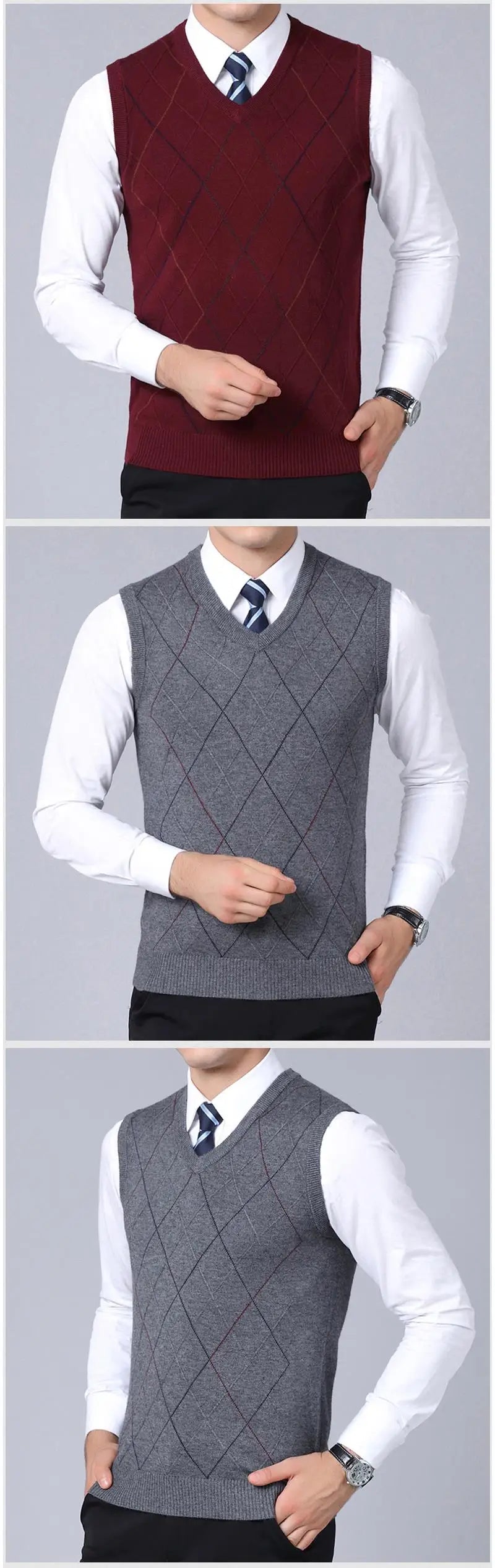 2025 New Fashion Brand Sweater For Men's Pullover Vest Slim Fit Jumpers Knitwear Plaid Autumn Korean Style Casual Men Clothes