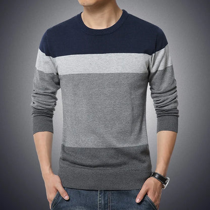 2025 Autumn Casual Men's Sweater O-Neck Striped Slim Fit Knitwear Men's Sweaters Pullovers Pullover Men Pull Homme M-4XL