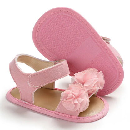 Pretty Newborn Kid Baby Girl Flower Lace Sandals Clogs Flat Shoes Summer Casual Crib Shoes First Pre walker 0-18M