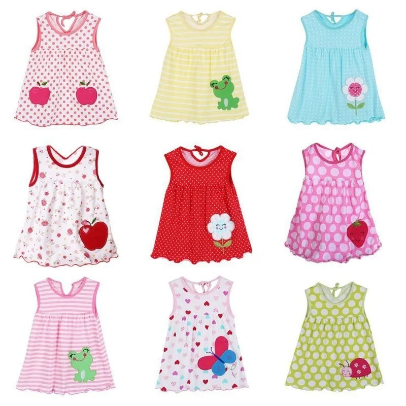 0-24M Newborn Cotton Flower Dresses, Baby Girls Summer Multi Pattern Clothes