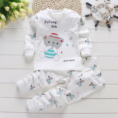 Spring Autumn New Baby Clothing Set Cartoon Cotton Baby Boys Clothing Girls Suit Set 0-3 Year Baby Clothes