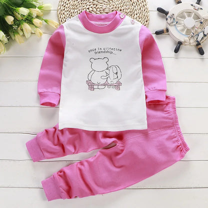Spring Autumn New Baby Clothing Set Cartoon Cotton Baby Boys Clothing Girls Suit Set 0-3 Year Baby Clothes