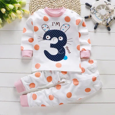 Spring Autumn New Baby Clothing Set Cartoon Cotton Baby Boys Clothing Girls Suit Set 0-3 Year Baby Clothes