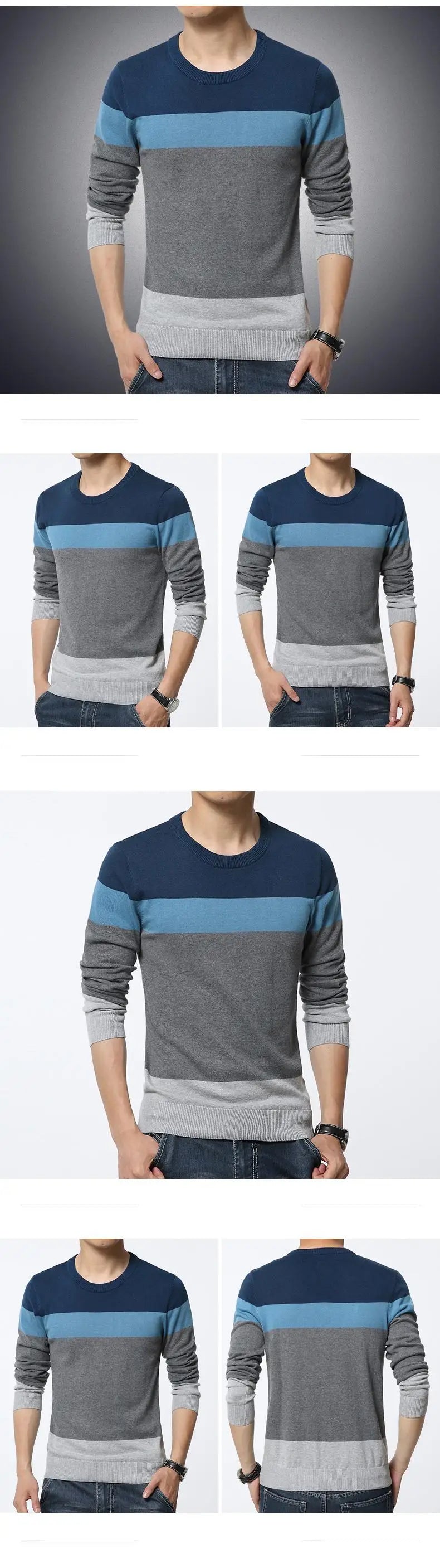 2025 Autumn Casual Men's Sweater O-Neck Striped Slim Fit Knitwear Men's Sweaters Pullovers Pullover Men Pull Homme M-4XL