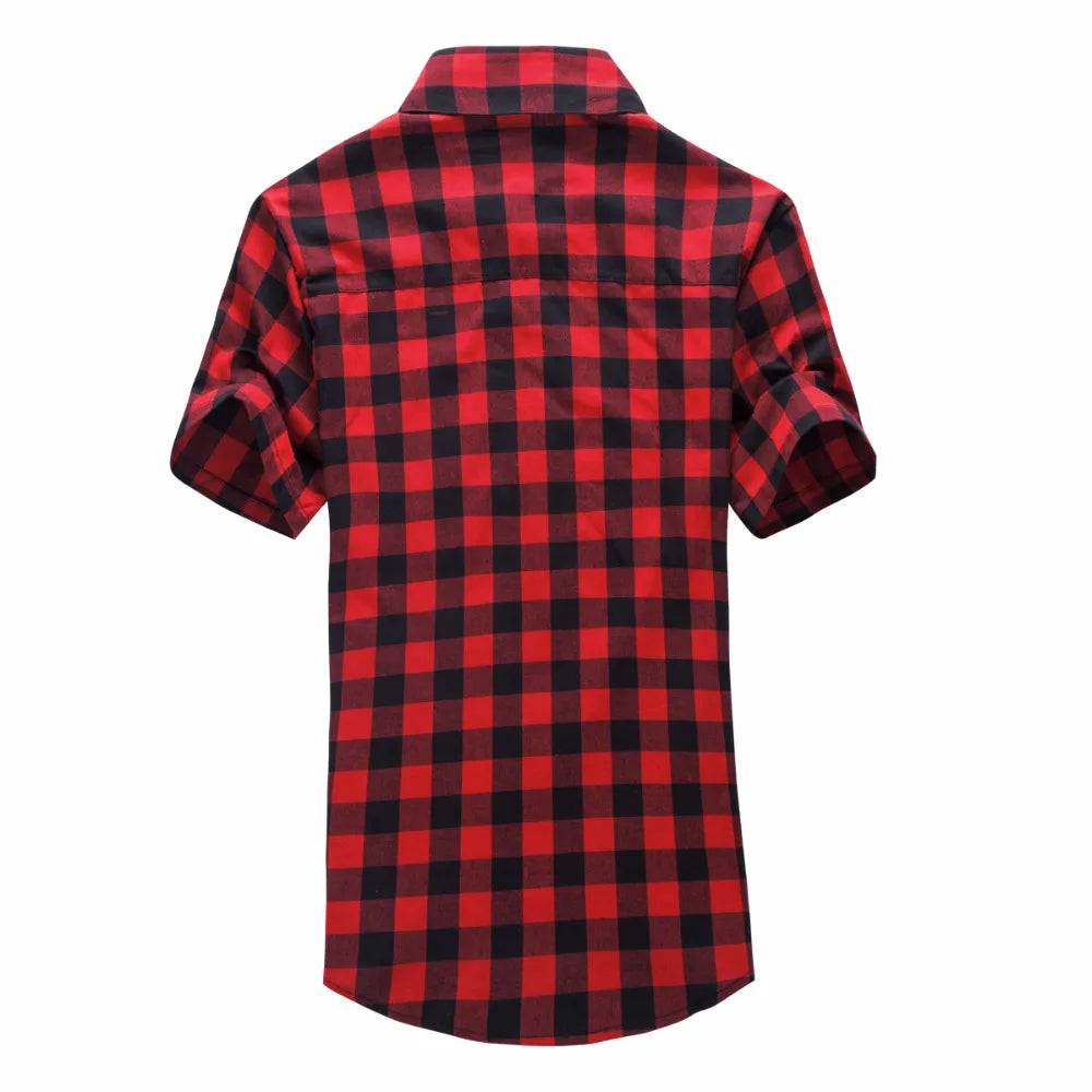 Red And Black Plaid Shirt Men Shirts 2026 New Summer Fashion Chemise Homme Men's Checkered Shirts Short Sleeve Shirt Men