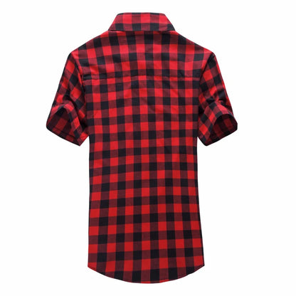 Red And Black Plaid Shirt Men Shirts 2026 New Summer Fashion Chemise Homme Men's Checkered Shirts Short Sleeve Shirt Men