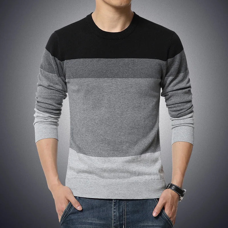 2025 Autumn Casual Men's Sweater O-Neck Striped Slim Fit Knitwear Men's Sweaters Pullovers Pullover Men Pull Homme M-4XL