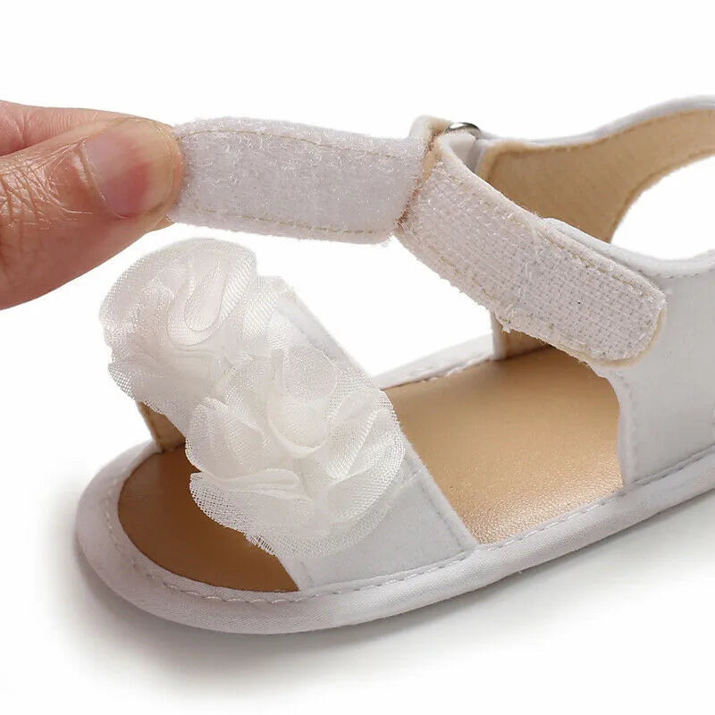 Pretty Newborn Kid Baby Girl Flower Lace Sandals Clogs Flat Shoes Summer Casual Crib Shoes First Pre walker 0-18M