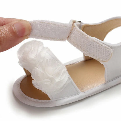 Pretty Newborn Kid Baby Girl Flower Lace Sandals Clogs Flat Shoes Summer Casual Crib Shoes First Pre walker 0-18M