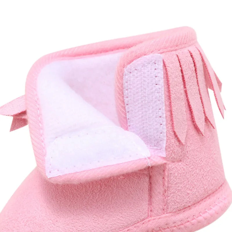 Winter 0-18M Newborn Baby Fringe Boots Girl Newborn Solid Color Tassel Soft Bottom New Cotton Warm Boots
