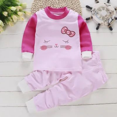 Spring Autumn New Baby Clothing Set Cartoon Cotton Baby Boys Clothing Girls Suit Set 0-3 Year Baby Clothes
