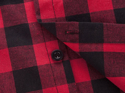 Red And Black Plaid Shirt Men Shirts 2026 New Summer Fashion Chemise Homme Men's Checkered Shirts Short Sleeve Shirt Men