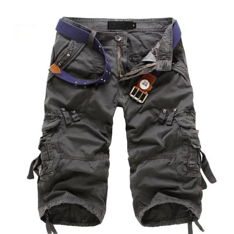 New Summer Casual Shorts Mens Straight Solid Sports Shorts Men Joggers Cargo Shorts Fashion Cotton Knee Length Sweatpants Man
