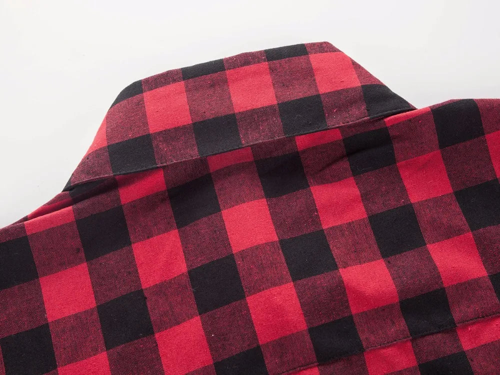 Red And Black Plaid Shirt Men Shirts 2026 New Summer Fashion Chemise Homme Men's Checkered Shirts Short Sleeve Shirt Men