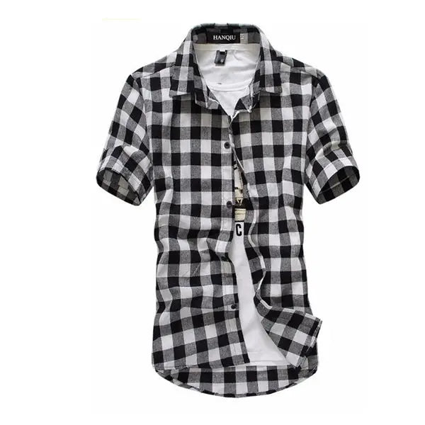 Red And Black Plaid Shirt Men Shirts 2026 New Summer Fashion Chemise Homme Men's Checkered Shirts Short Sleeve Shirt Men