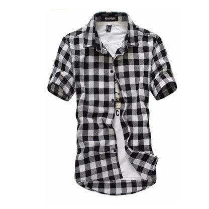 Red And Black Plaid Shirt Men Shirts 2026 New Summer Fashion Chemise Homme Men's Checkered Shirts Short Sleeve Shirt Men