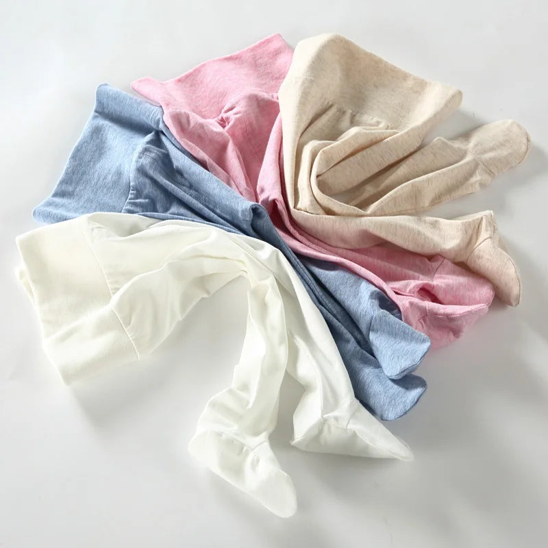 Summer Spring Newborn Baby Boys Girls Cotton High Waist Footed Pants Censual Leggings with Feet  Pajama Trouser Panty hose 0-12m
