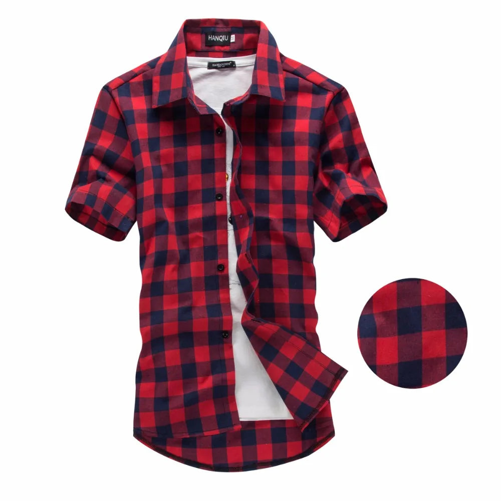 Red And Black Plaid Shirt Men Shirts 2026 New Summer Fashion Chemise Homme Men's Checkered Shirts Short Sleeve Shirt Men