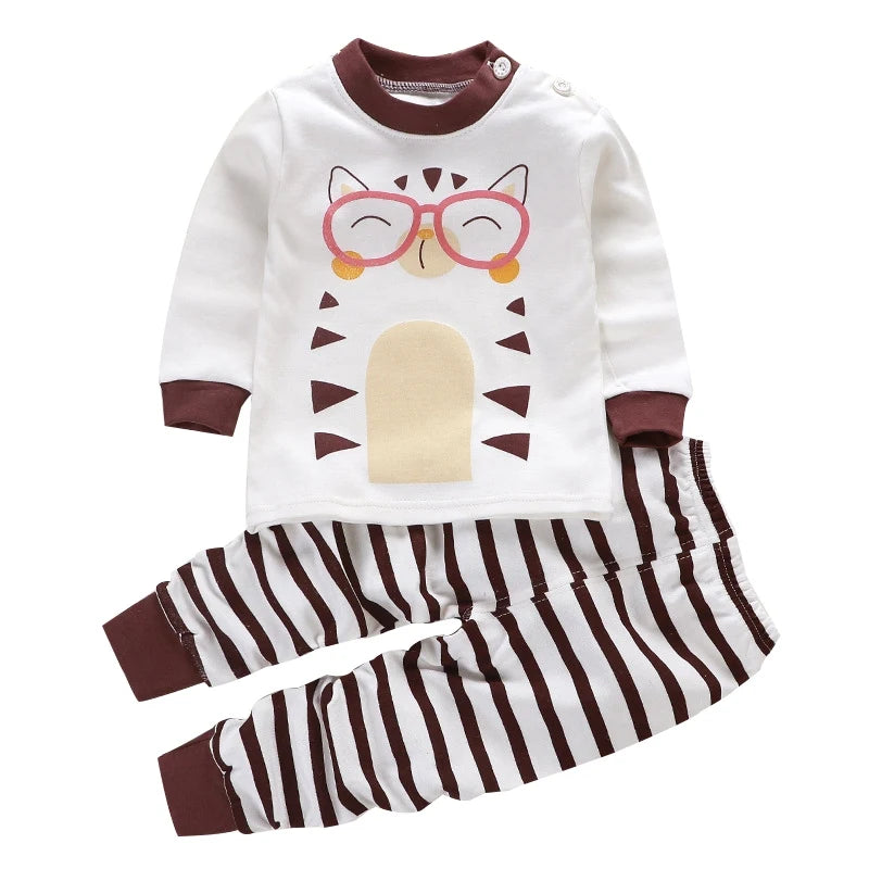 Spring Autumn New Baby Clothing Set Cartoon Cotton Baby Boys Clothing Girls Suit Set 0-3 Year Baby Clothes