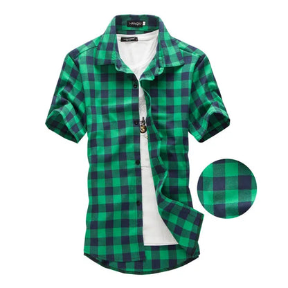 Red And Black Plaid Shirt Men Shirts 2026 New Summer Fashion Chemise Homme Men's Checkered Shirts Short Sleeve Shirt Men