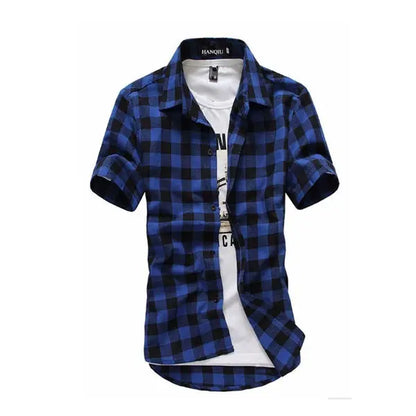 Red And Black Plaid Shirt Men Shirts 2026 New Summer Fashion Chemise Homme Men's Checkered Shirts Short Sleeve Shirt Men