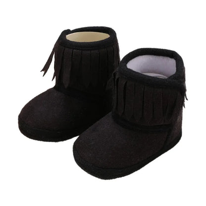 Winter 0-18M Newborn Baby Fringe Boots Girl Newborn Solid Color Tassel Soft Bottom New Cotton Warm Boots
