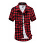 Red And Black Plaid Shirt Men Shirts 2026 New Summer Fashion Chemise Homme Men's Checkered Shirts Short Sleeve Shirt Men