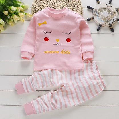 Spring Autumn New Baby Clothing Set Cartoon Cotton Baby Boys Clothing Girls Suit Set 0-3 Year Baby Clothes