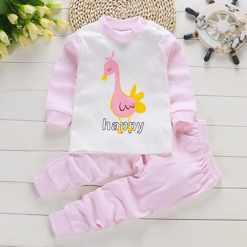 Spring Autumn New Baby Clothing Set Cartoon Cotton Baby Boys Clothing Girls Suit Set 0-3 Year Baby Clothes