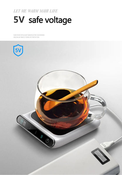 5V Cup Smart  USB Heated Mug Coaster Cup Heater Taza Calienta Agua Thermostatic Cup Mat Pad Oficina Hot Milk Coffee Warmer Pad