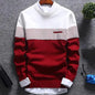 Fashion Men striped Sweater pullover Color Block Patchwork O Neck Long Sleeve Knitted Sweater Top Blouse For Warm Men's Clothing