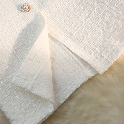 Black White Tweed Long Skirts Women Autumn Winter New Bright Silk Skirt Female Vintage High Waist A-line Wrap Skirt Office Lady