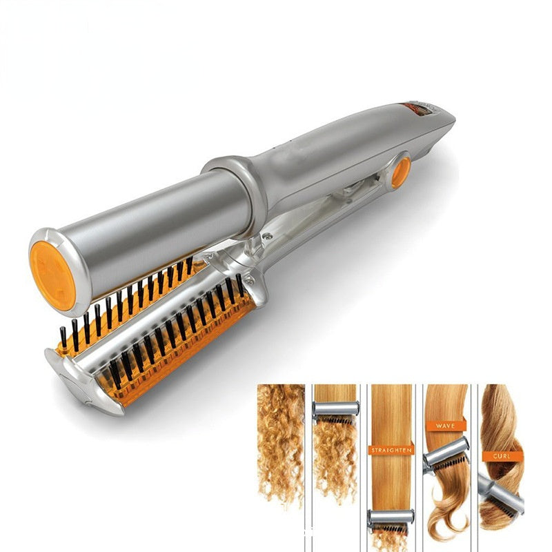 Professional Hairs Curler Straighter Rotating Hair Brush Curler Styler Hair Styling Tools Curling Iron Straighten Brush 2 In 1