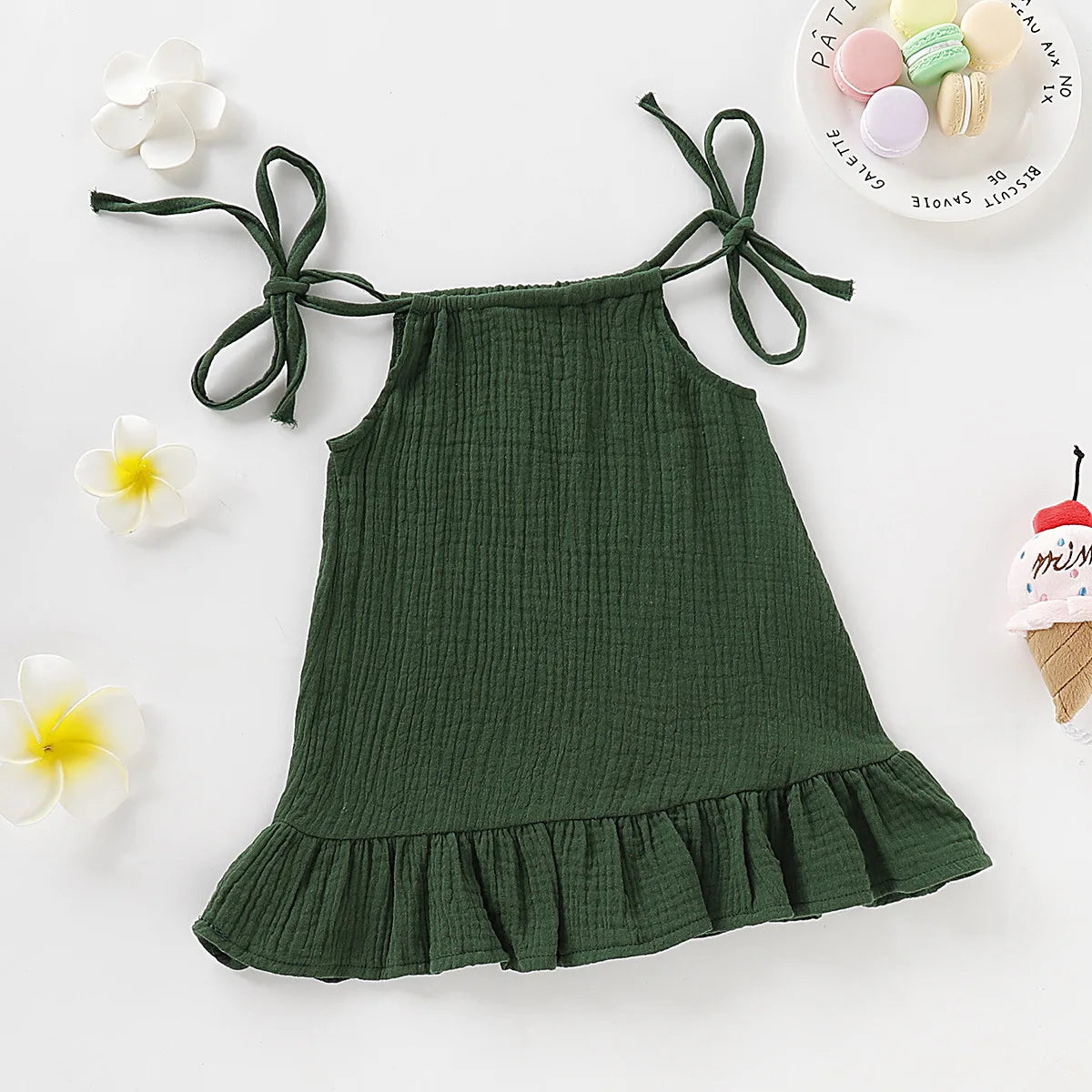 Summer Toddler Baby Girl Sleeveless Ruffles Dress Sarafan Kids Cotton Linen Muslin Slip Dresses Clothing